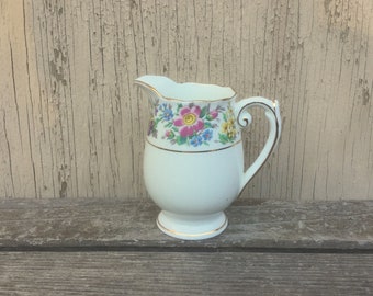 Floral Creamer Roslyn China Country Ramble Vintage English Porcelain