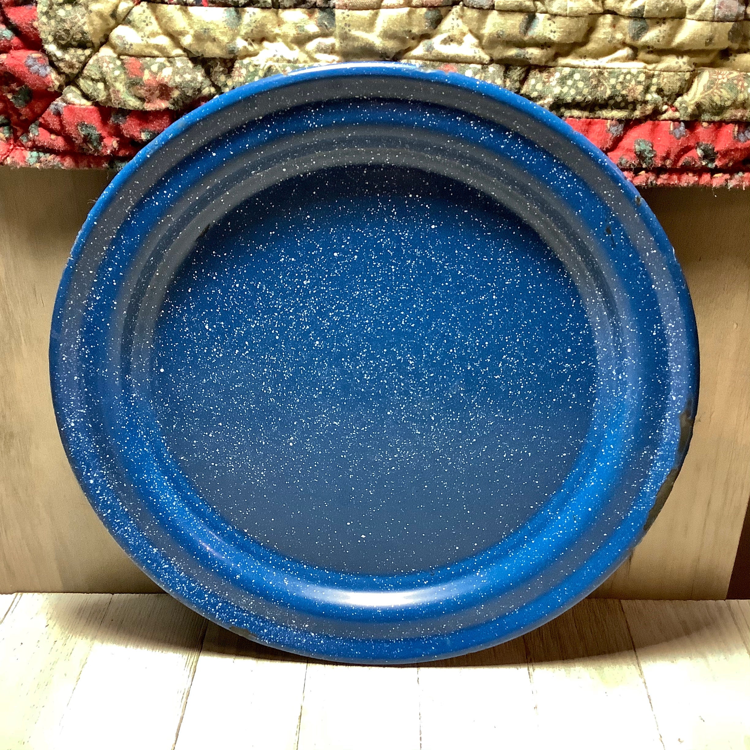 Enamelware Dinner Plate Antique Speckled Cobalt Blue and Etsy