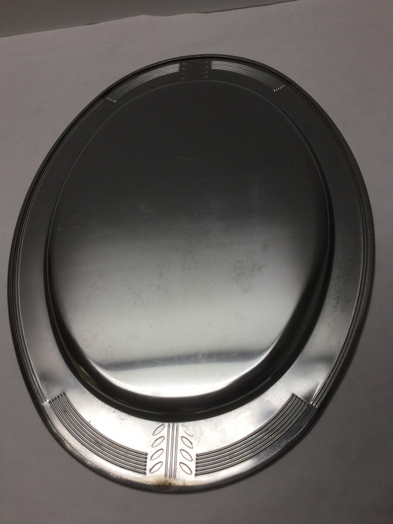 Mid Century Modernist Chrome Serving Tray Turkey Platter