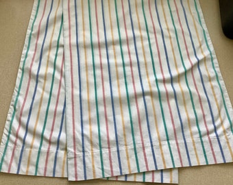 PAIR of Vintage Pastel Stripe Pillowcases, Cotton Mid Century