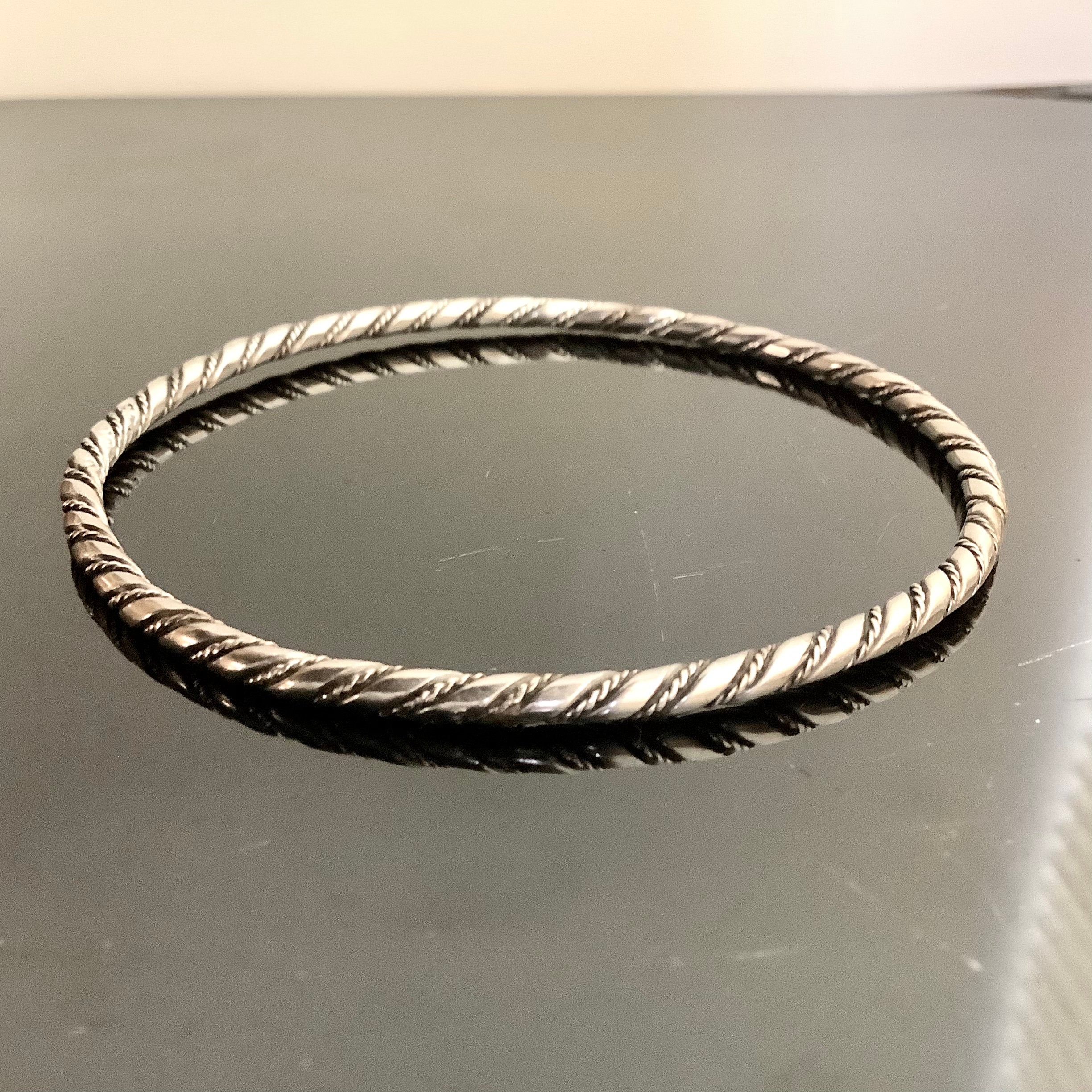 Sterling Silver Barbed Wire Cuff Bangle Bracelet | Hyo Silver