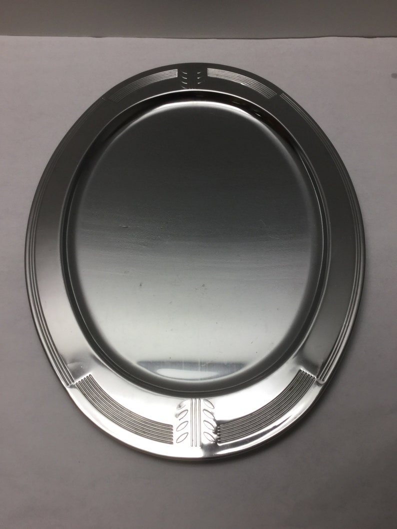 Mid Century Modernist Chrome Serving Tray Turkey Platter