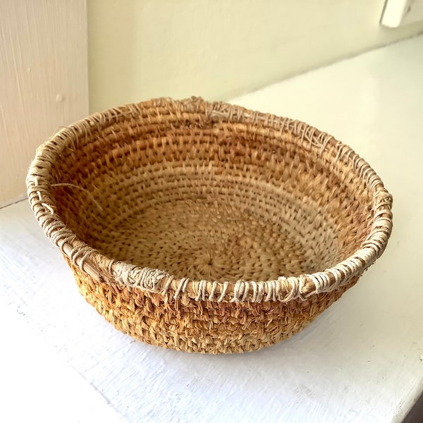 Little Antique Coil Basket Repaired Long Ago with String