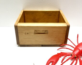 Pine Box Drawer Planter Vintage Maine Hand Made Rustic Wood Napkin Holder