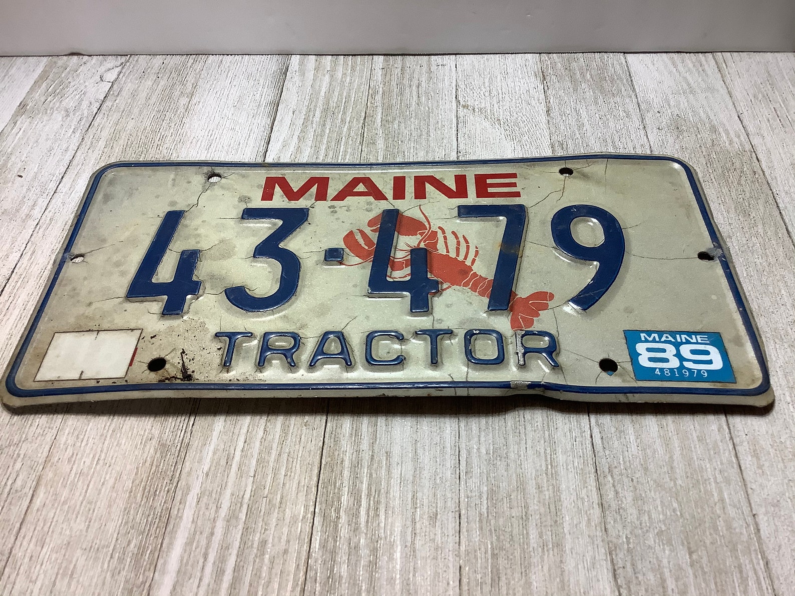 Maine Tractor License Plate 43479 1988 Vintage ME Lobster Etsy