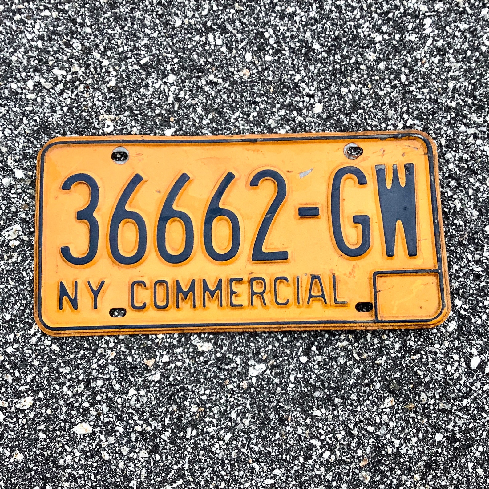 NY Tractortrailer License Plate 36662 GW 1970s Commercial Etsy