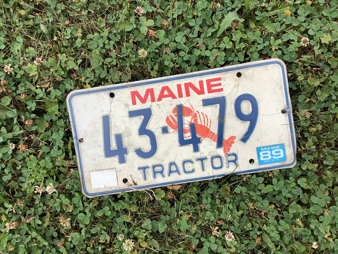 Maine Tractor License Plate 43479 1988 Vintage ME Lobster Etsy