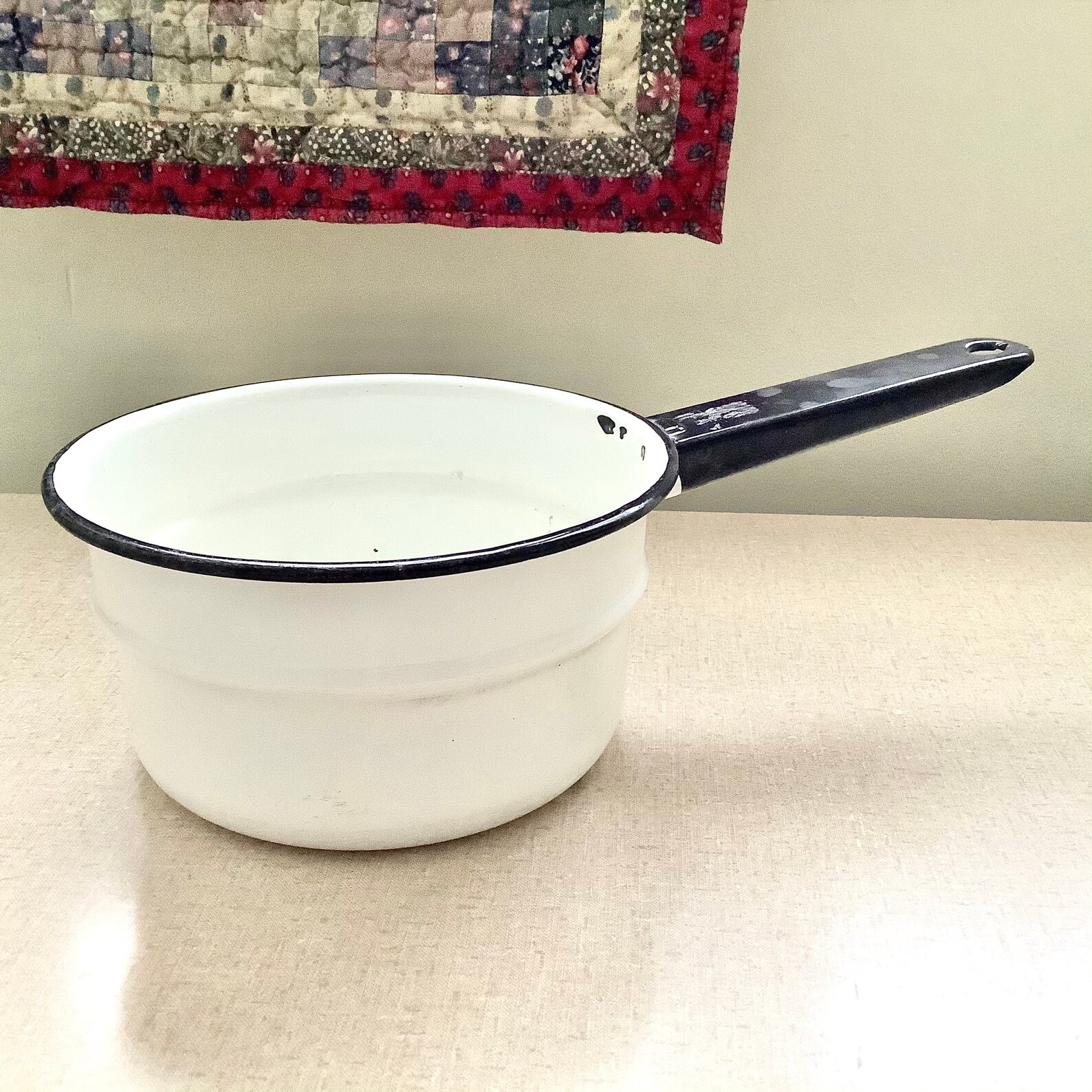 Enamelware Double Boiler Pan Retro Black & White Enamel Etsy
