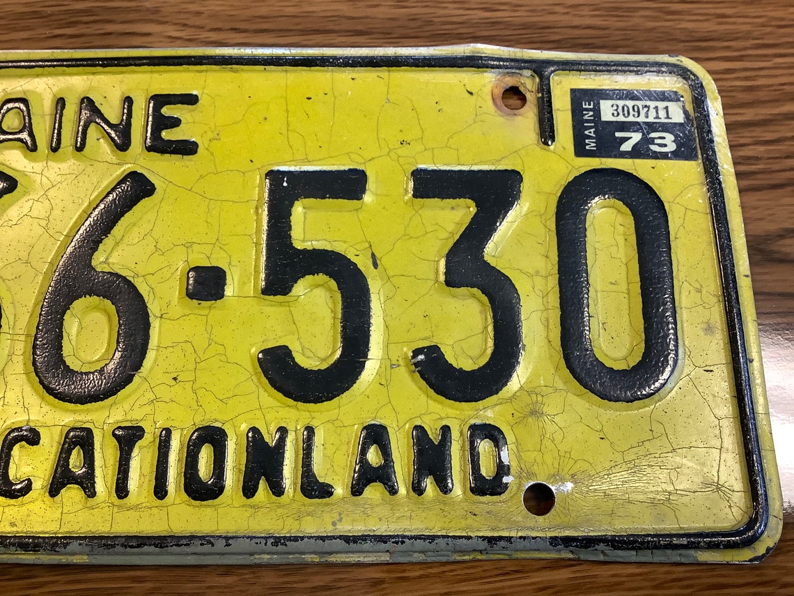 Plaque dimmatriculation jaune maine 666530 Fin des années Etsy