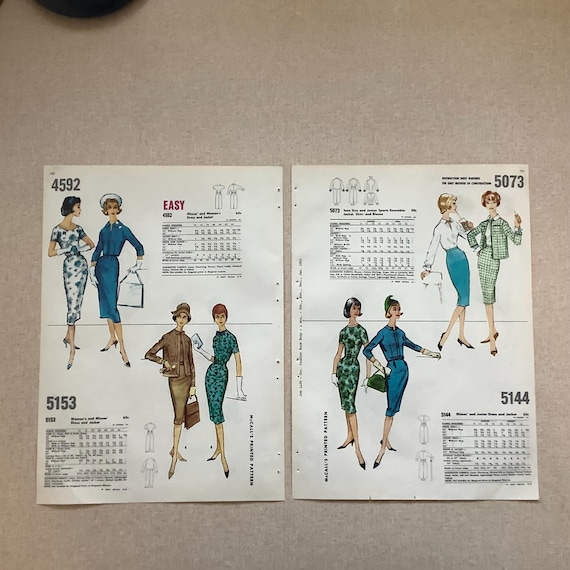 1961 McCall's Dress Suit Ads, Women's Fashion Catalog Wall Art (Lot of 2)
