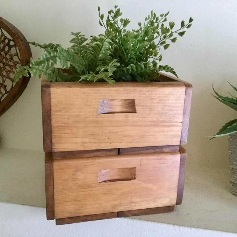 Pine Drawer Planter Vintage Maine Made Rustic Wood Napkin