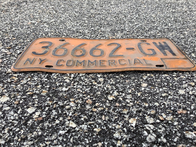 NY Tractortrailer License Plate 36662 GW 1970s Commercial Etsy