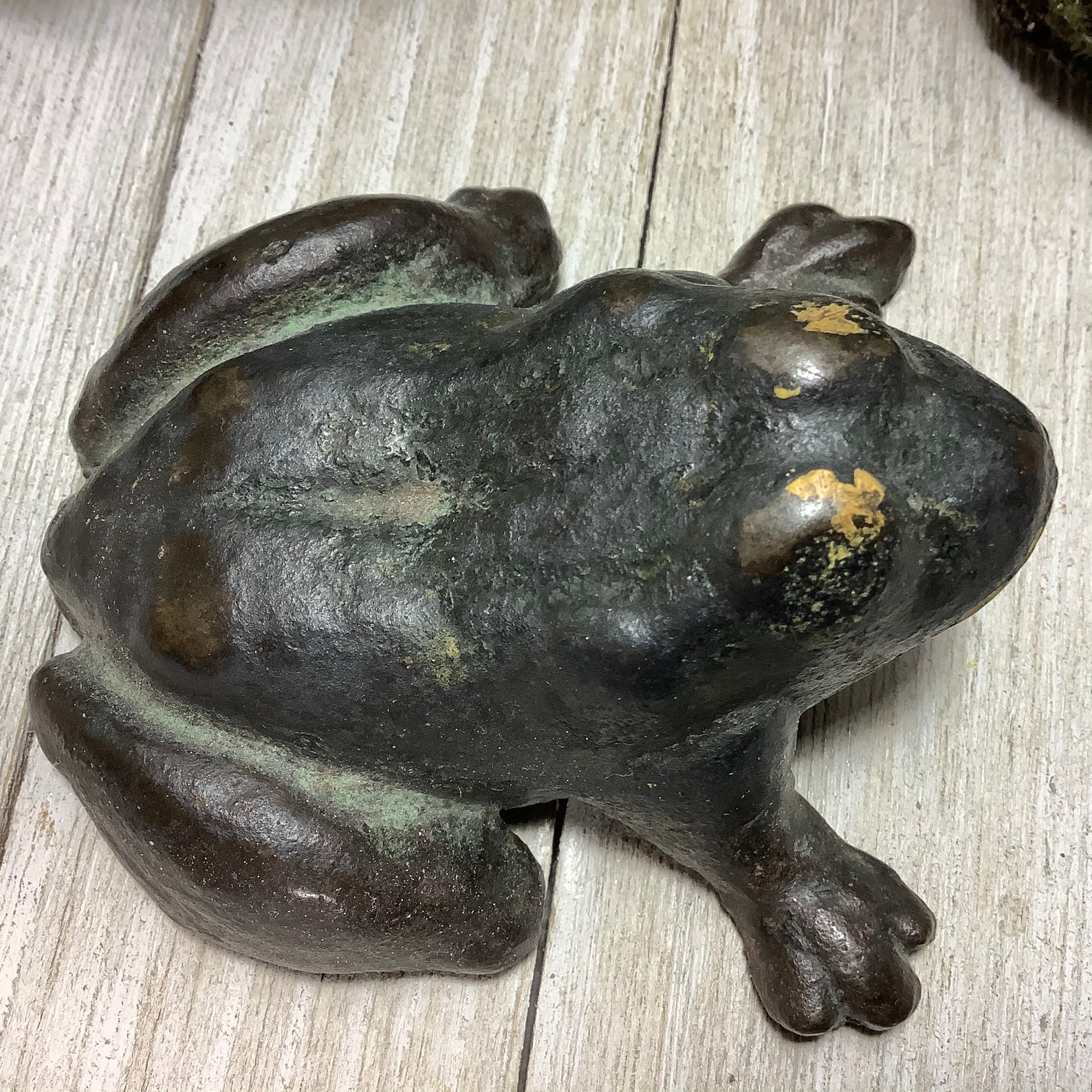 Antique Cast Iron Frog Figurine Painted Cast Iron Paperweight Etsy