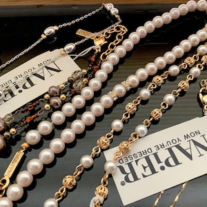 Pick 1 NAPIER Necklace, Vintage 1990’s New Old Stock, Pearl Gold Bracelet w Tags