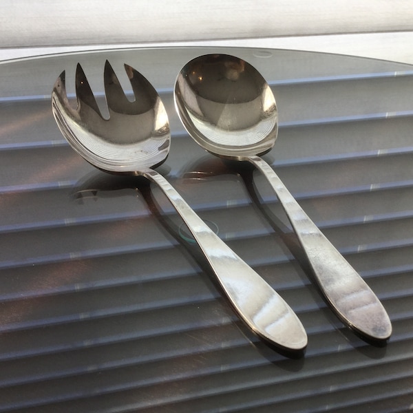 Reed & Barton Serving Spoon and Fork Set, Plain Silverplated Salad Serving