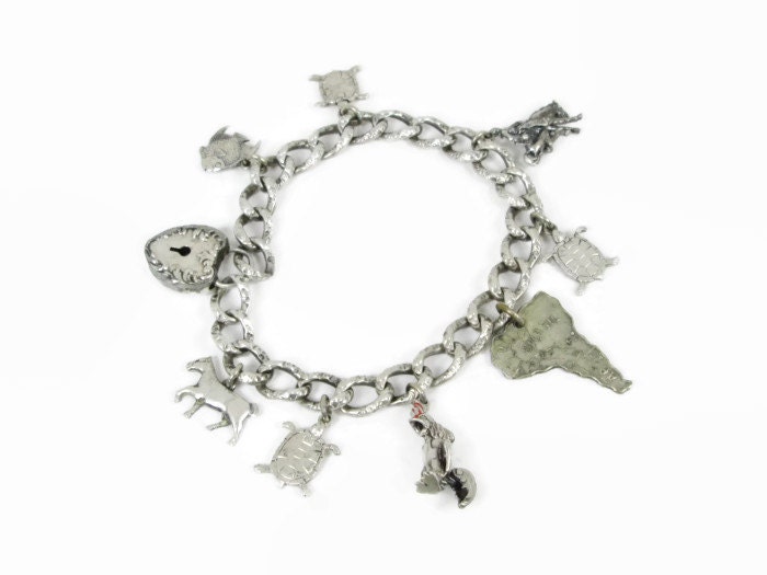 Victorian Slave Bracelet Antique Sterling Silver Charms F&B Etsy