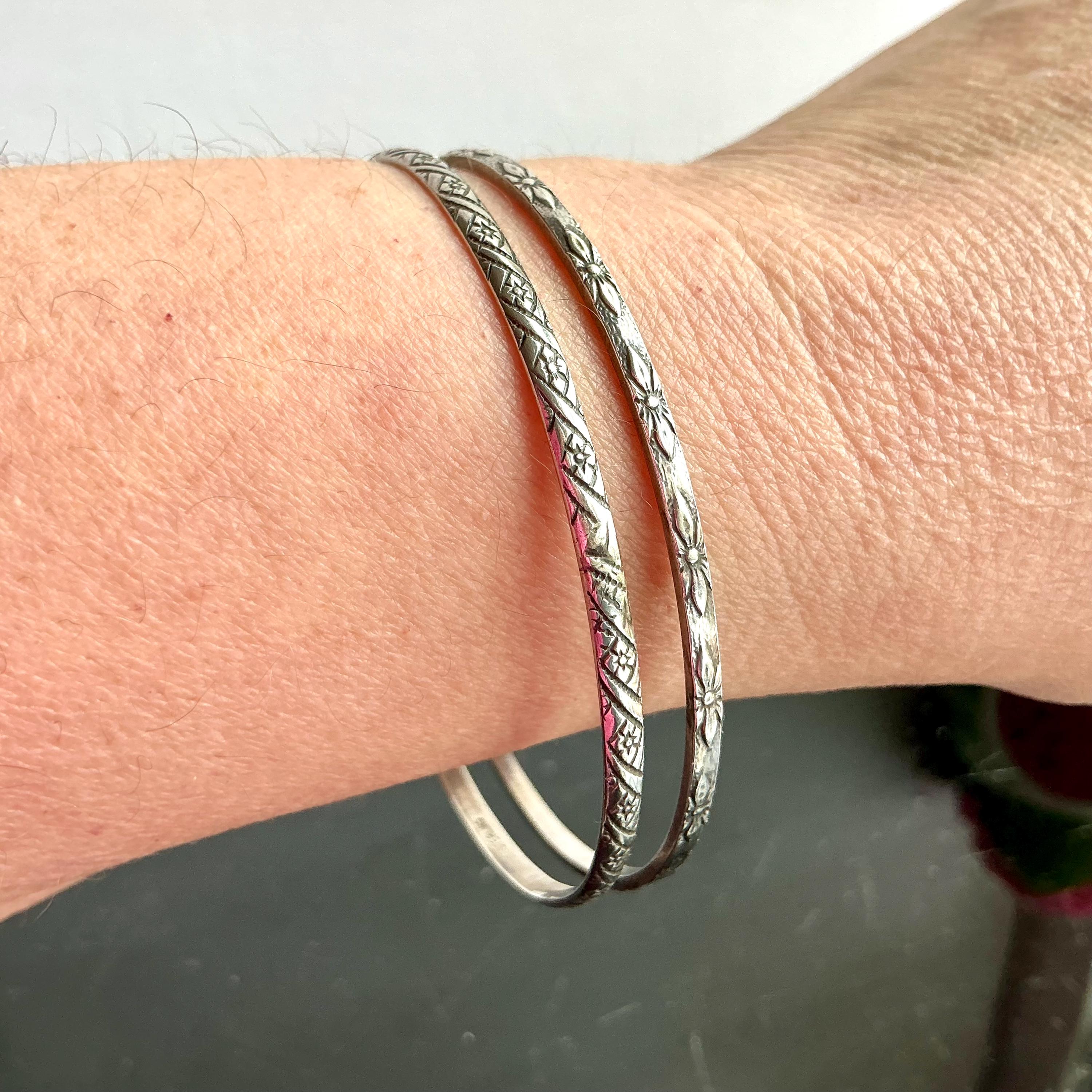 Silver Stamped Bracelet Mexican Vintage - Etsy