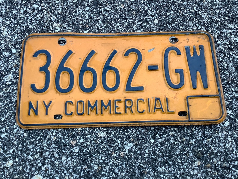 NY Tractortrailer License Plate 36662 GW 1970s Commercial Etsy