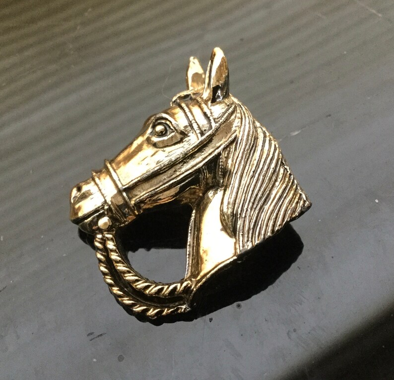 Horse Bust Brooch Show Jewelry Gold Tone Equestrian Lapel | Etsy