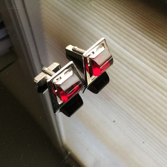 Geometric Ruby Cuff Links: Isosceles Trapezoid Re… - image 2