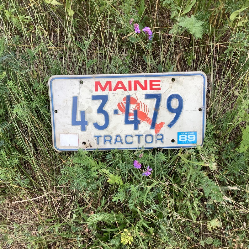 Maine Tractor License Plate 43479 1988 Vintage ME Lobster Etsy