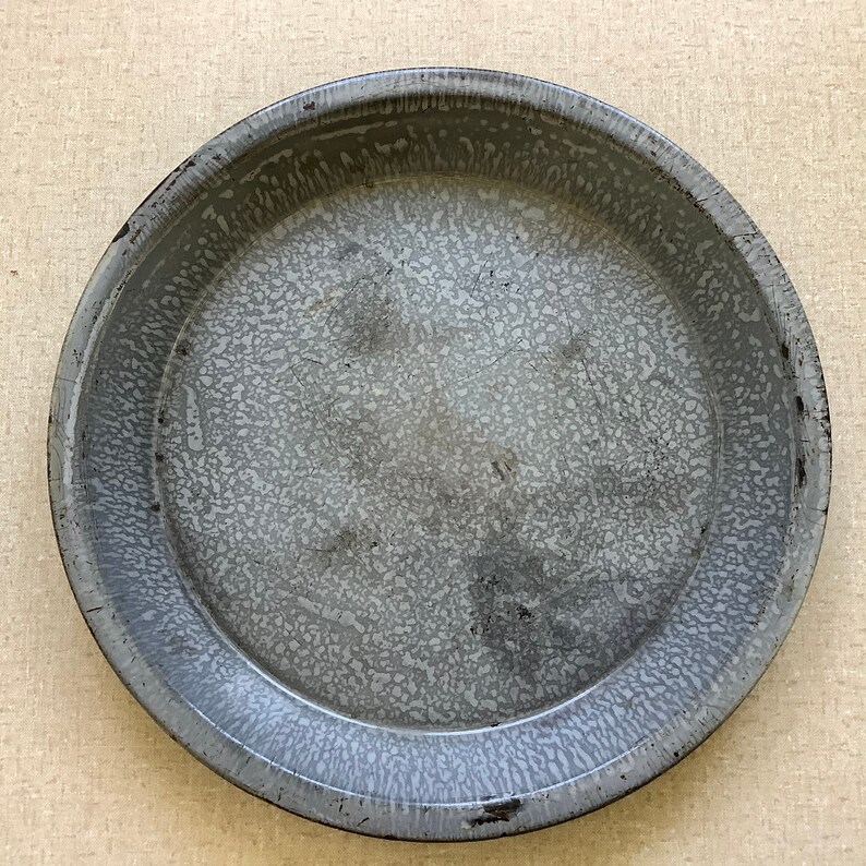 Gray Enamelware Pie Pan Agateware Pie Plate A Etsy