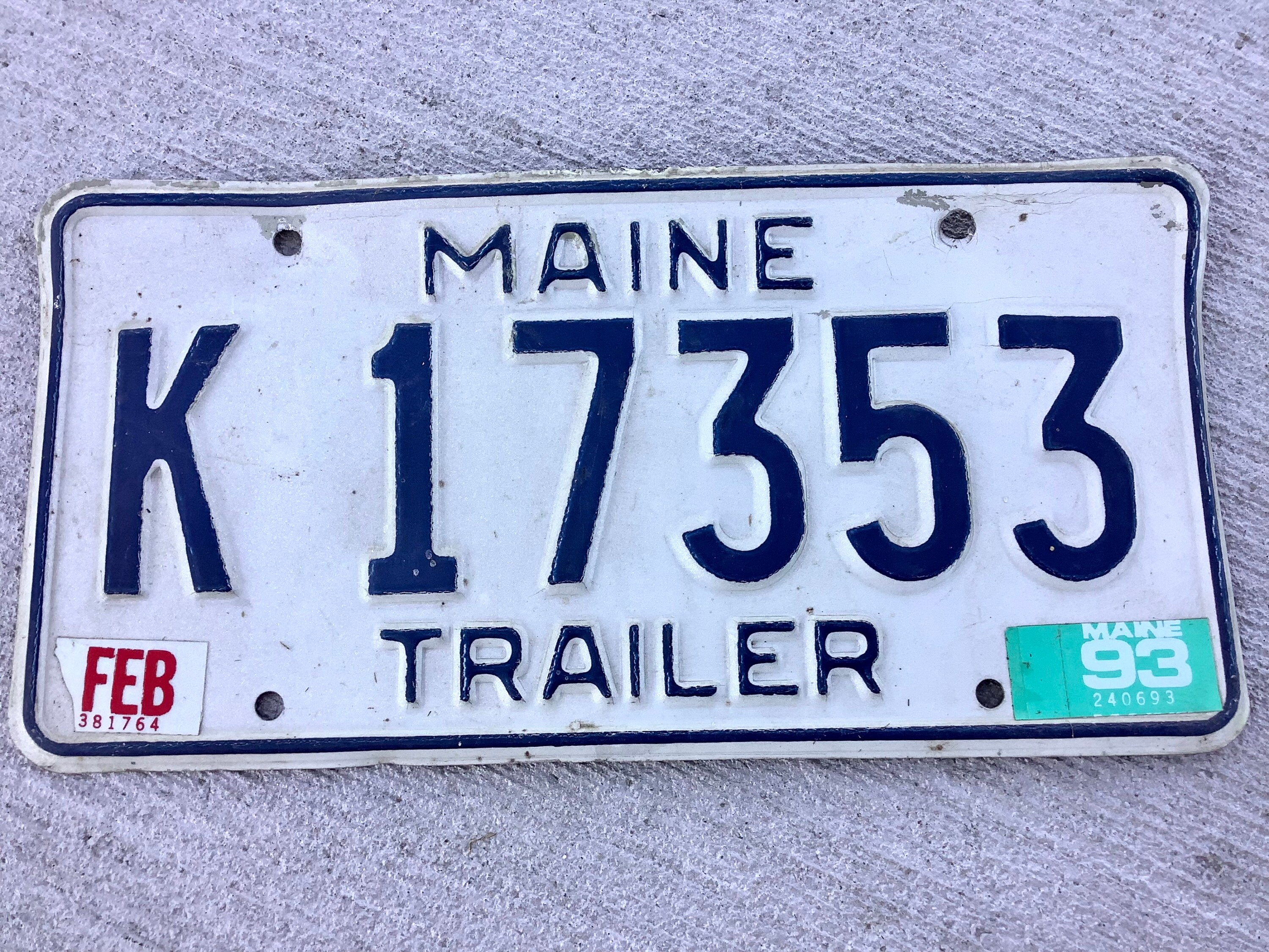 Maine Trailer License Plate K 17353 Vintage ME Tag - Etsy