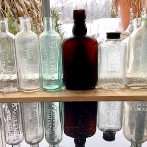 Black Amber Whiskey Flask, Antique Glass Bottle