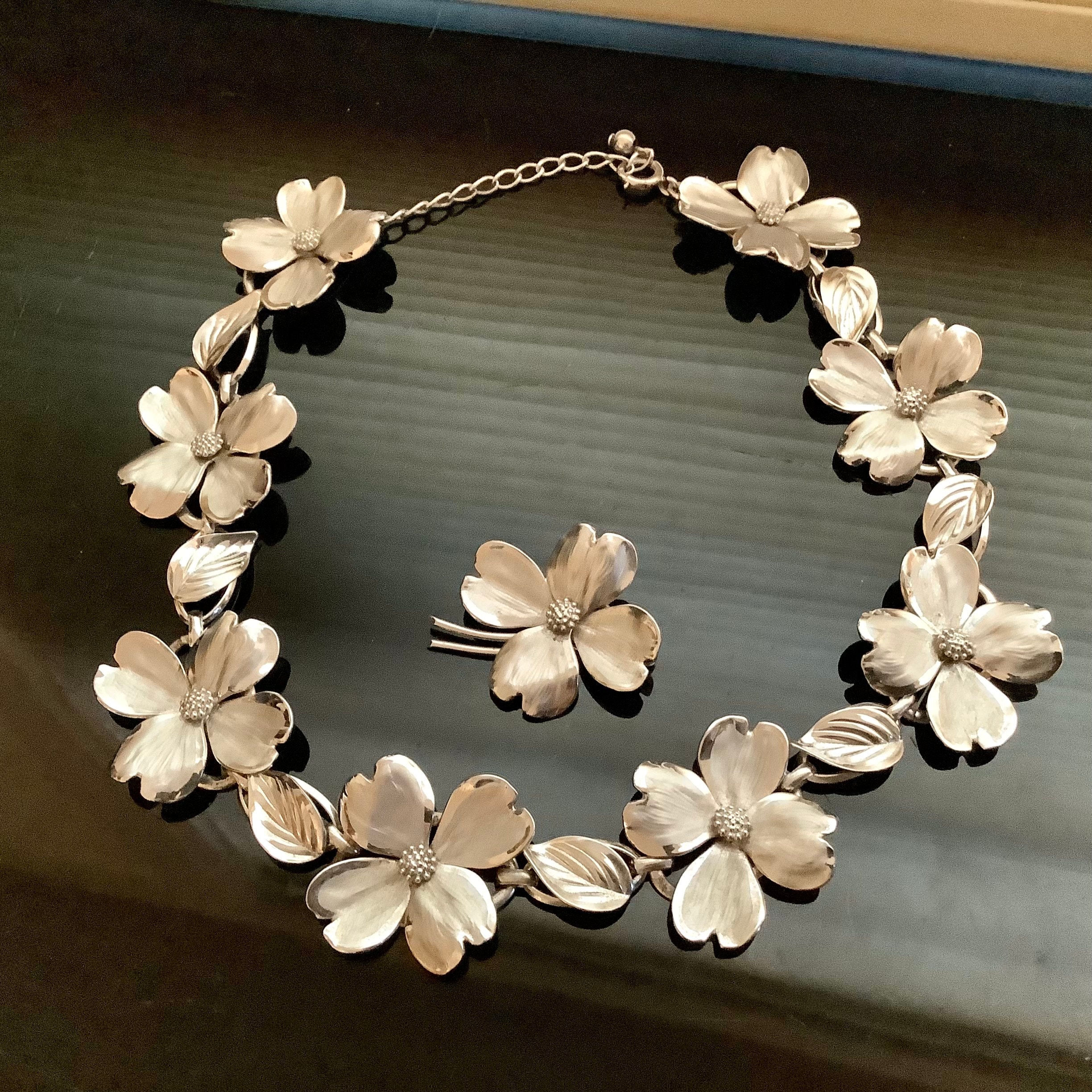 Sterling Silver Dogwood Choker: Statement Harry S Bick, Vintage 3D