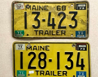 Maine Trailer License Plate 60s 70s Vintage ME Tag Pick 1