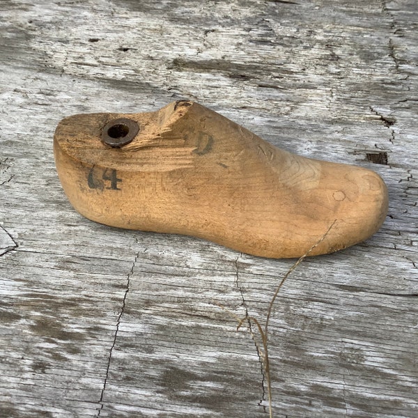 Youth Boy’s Shoe Last 40s Vintage Wooden Cobbler Form Size 7 D Right Foot