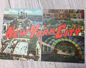 New York City Souvenir Linen Postcard NYC Curt Teich Rock Center