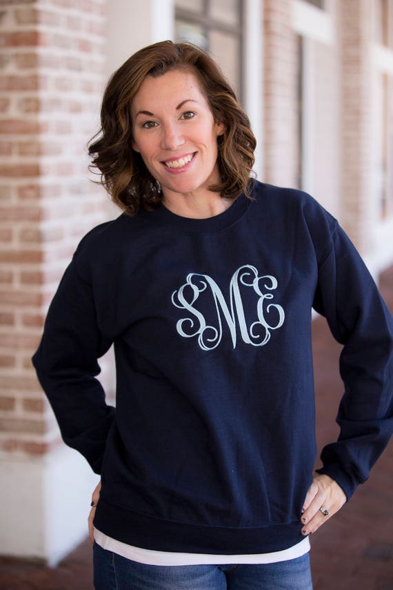 Adult Large Monogrammed Sweatshirt Embroidered Sweatshirt | Etsy