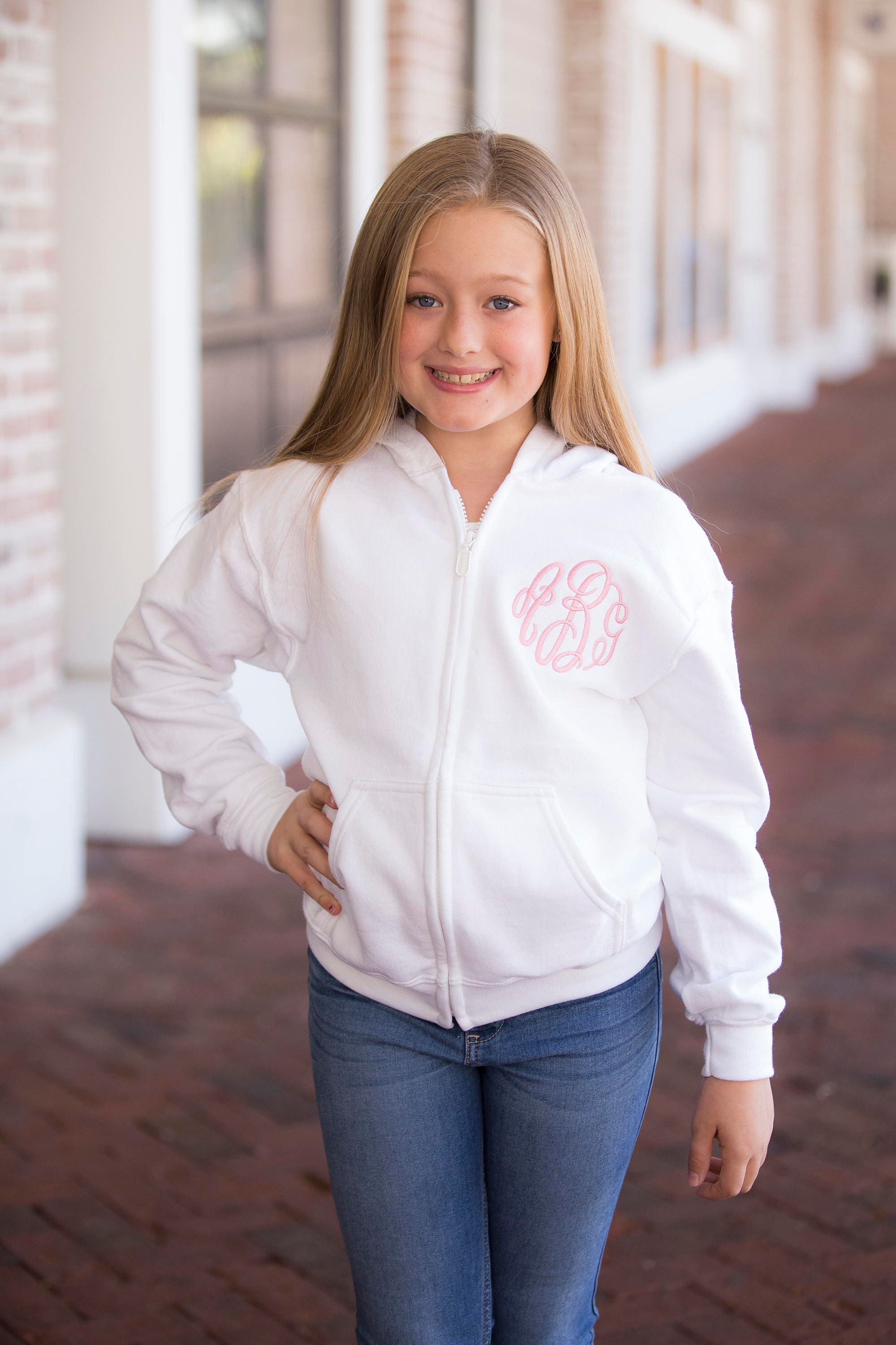 Youth Monogrammed Full zip Sweatshirt Jacket