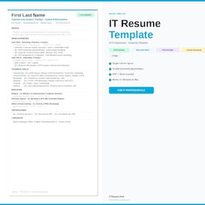 Modello di curriculum IT ATS Sicurezza informatica DevOps Amministratore di sistema Word Download immediato