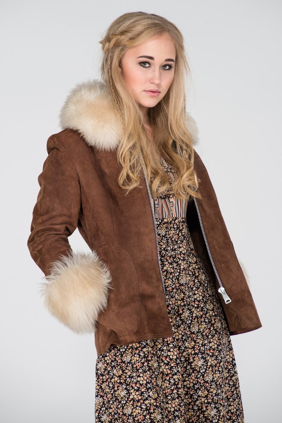 Vintage 1970s Penny Lane Suede and Shearling Jacke