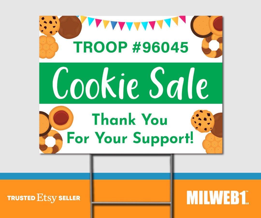 Cookie Sale / Cookies Sold Here - Double Sided Yard Sign With Stakes ...