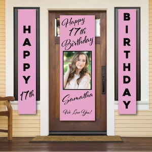 Birthday Front Door Custom Vinyl Banner Sign Personalized Custom Pictures Image