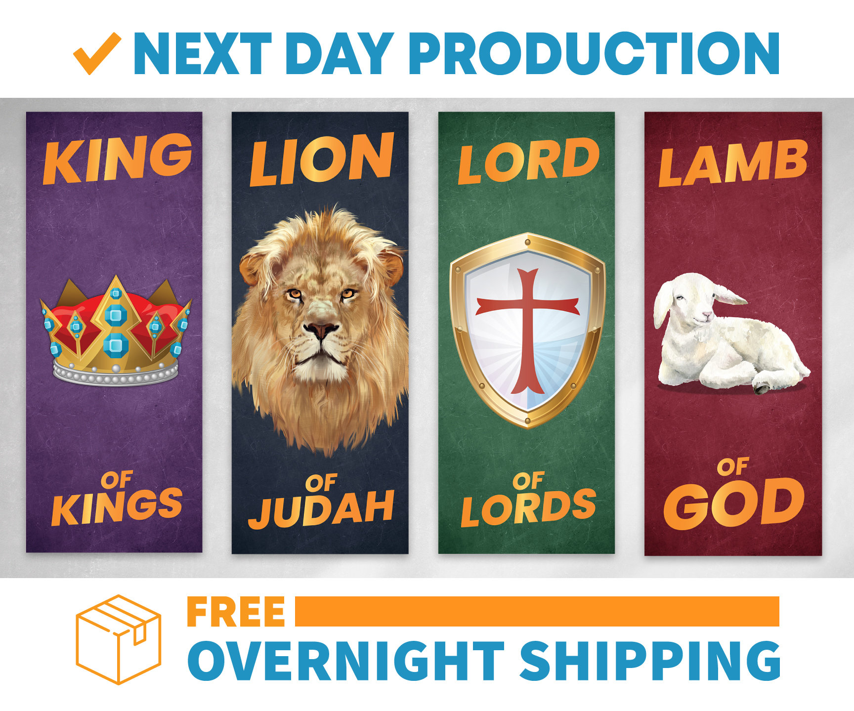 Sanctuary Church Banners 2'x5' Set - Lion of Judah, Lamb of