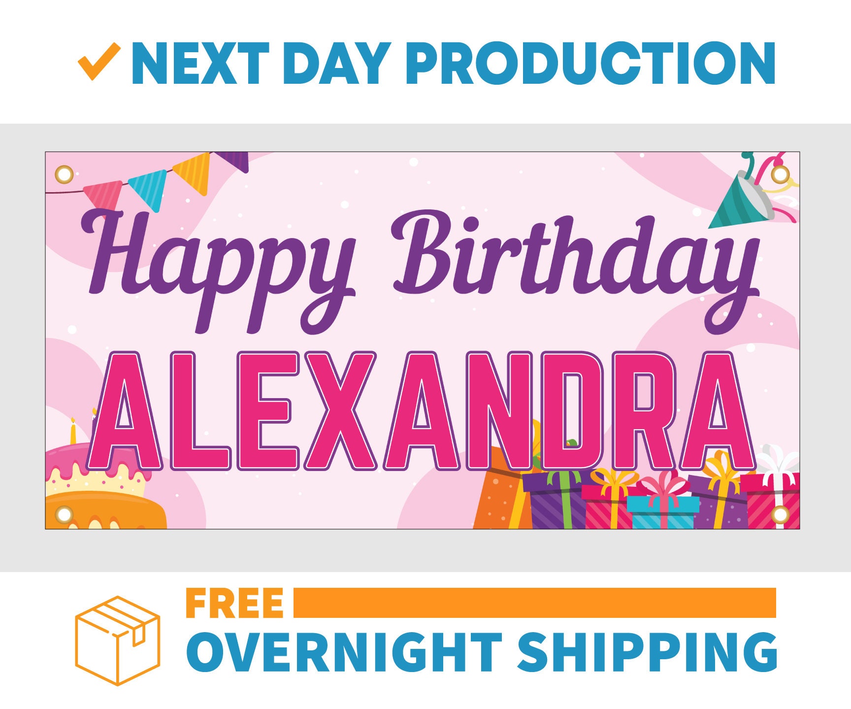 Happy Birthday Custom Personalized Age Name - Vinyl Banner - Sign
