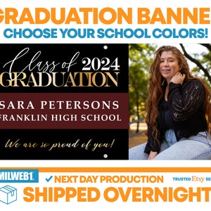 Graduation Banner, Class of 2024 Graduation, Announcement Banner, Decorations Personalized, Graduation Gift - Vinyl Banner - Sign