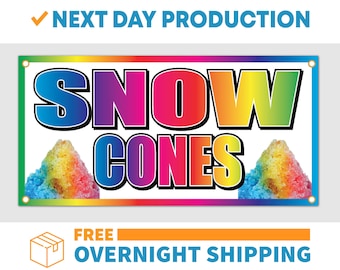 Snow Cones - Vinyl Banner - Sign - Free Overnight Shipping