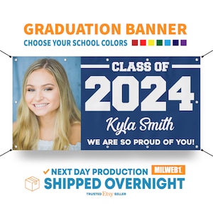 Graduation Decorations 2024, Class of 2024 Graduation Announcement Banner, Decorations Personalized, Graduation Gift - Vinyl Banner - Sign