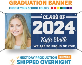 Graduation Decorations 2024, Class of 2024 Graduation Announcement Banner, Decorations Personalized, Graduation Gift - Vinyl Banner - Sign