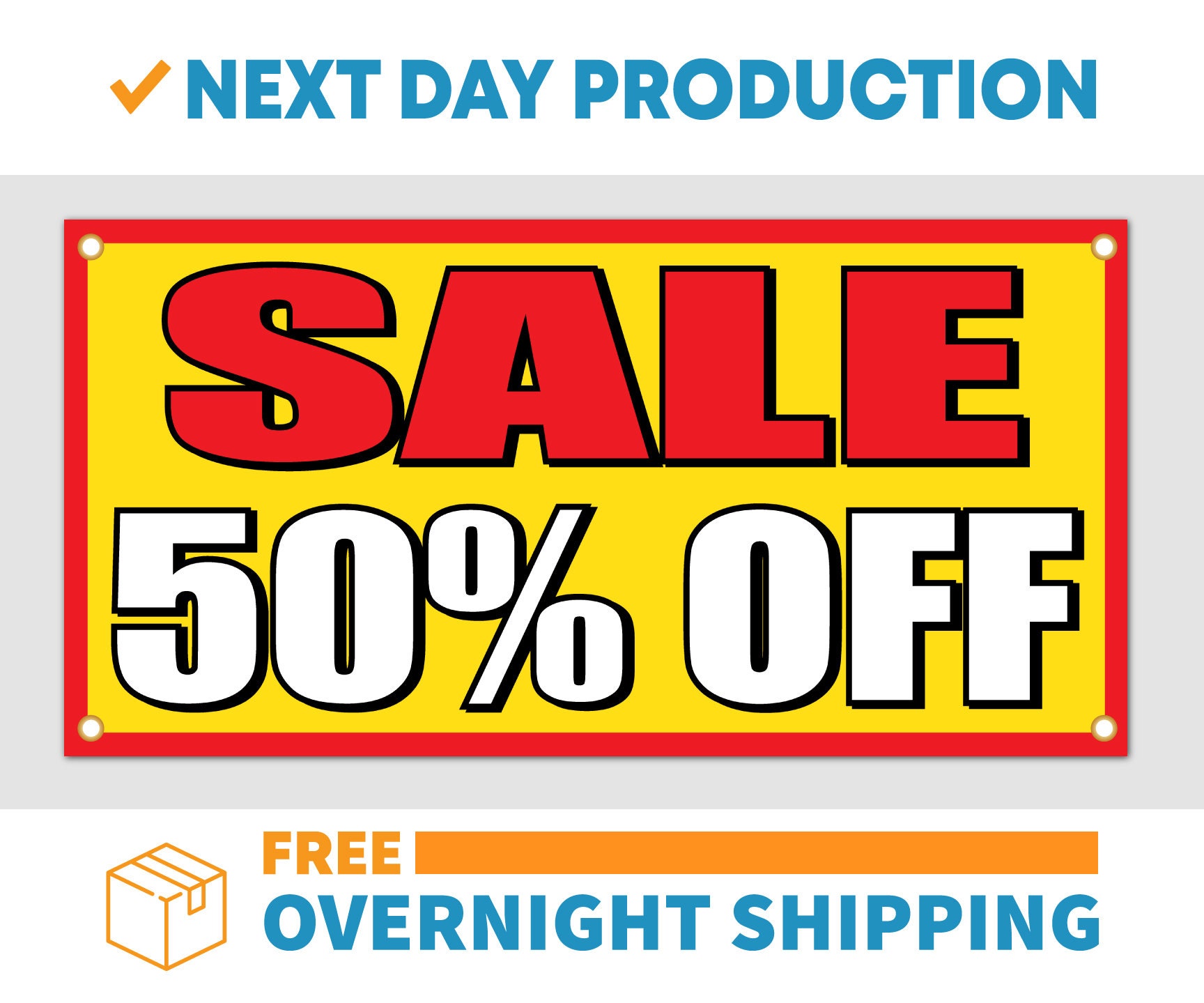 Sale 50% Percent off Vinyl Banner Sign Free Overnight Shipping