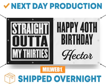 Straight Outta Happy Birthday - Vinyl Banner - Sign - Free Overnight Shipping - Straight Outta My Twenties - Thirties - Forties - Fifties