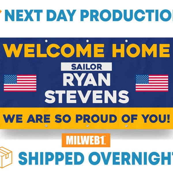 Welcome Home / Congratulations Soldier Military Service Customizable - Vinyl Banner - Sign - Free Overnight Shipping