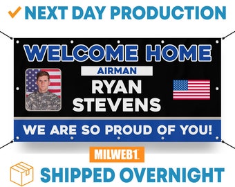 Welcome Home / Congratulations Custom Photo Soldier Military Service Customizable - Vinyl Banner - Sign - Free Overnight Shipping