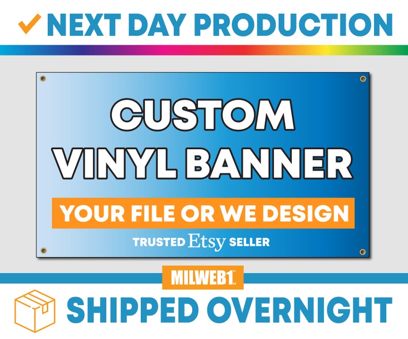 Full Color Custom Vinyl Banner Next Day Production Free Etsy