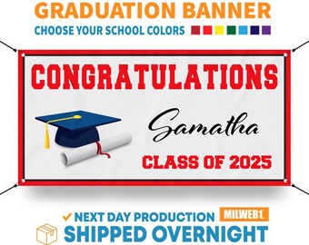 High School Graduation Banner, Class of 2025 Banner, College Graduation Party Banner,  Personalized Vinyl Banner - Free Overnight Shipping
